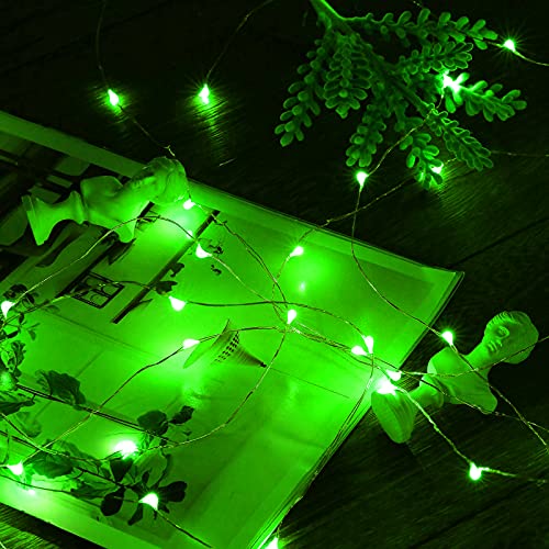 Battery Operated Fairy Lights 16 Pack - Green Copper Wire Starry String Lights for Bedroom Xmas Parties