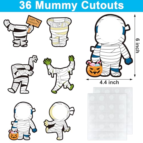 White Mummy Halloween Bulletin Board Cutouts with Photo Space - 36 Pack