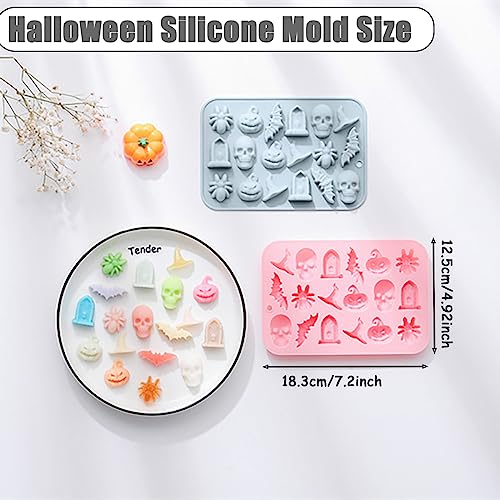 Halloween Candy Silicone Mold - 18 Hole Spider Pumpkin Bat Skull Witch Hat - Variation A