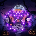 Pre-Lit Halloween Wreath for Front Door with Bat Decoration, Lighted Witch, Timer Function
