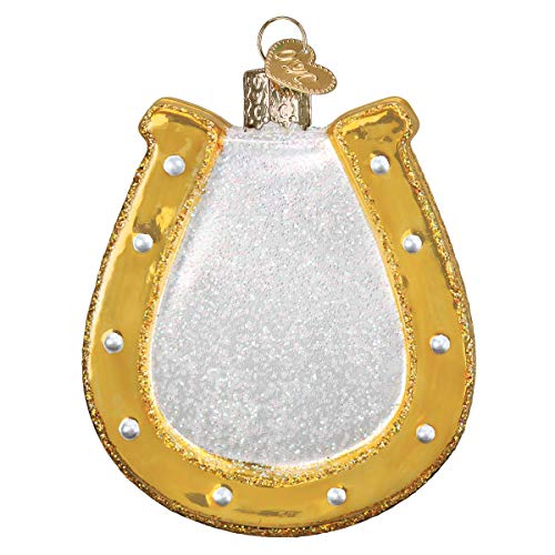 Horseshoe Glass Ornament for Christmas Tree Handcrafted Holiday Decoration
