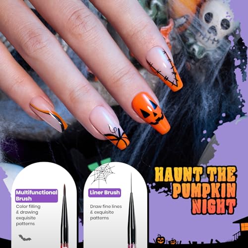 Beetles Halloween Nail Art Brushes Set D-Black-6 - 6pcs Nail Design Pen Kit