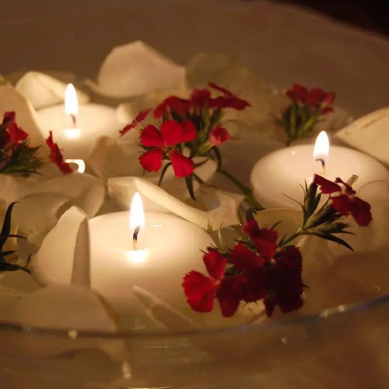 36 Pack White Floating Candles - Unscented, Drip-Free, Long-Lasting 3-Inch Decor