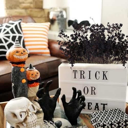 Black Baby's Breath Artificial Flowers - Long Stem Faux Gypsophila Bouquet, 6 Pack for DIY Fall and Halloween Decor