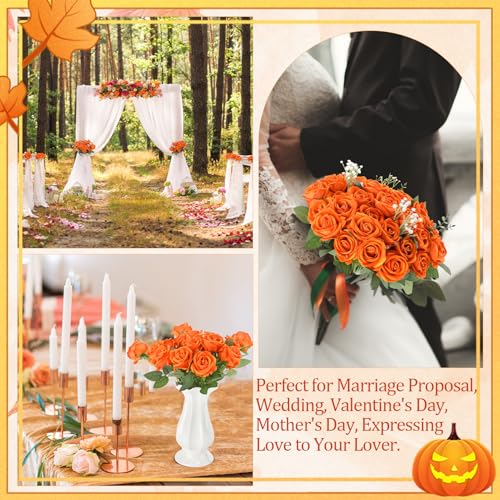 Artificial Orange Velvet Flowers Bouquet - 36 Pcs for Wedding & Decor - Variation of THIS listing