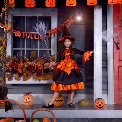 Kids Halloween Witch Broom Prop - 35.4 Inch Lightweight Plastic Cosplay Accessory