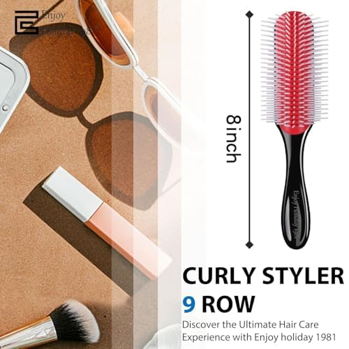 Skiennix Hair Brush - Classic Detangling Tool for Curly Hair | 7 Rows, Black, Perfect for Travel