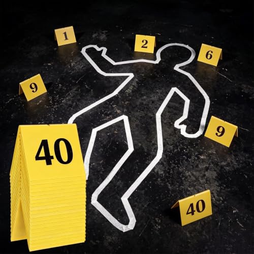 40 Pack Evidence Markers with Numbered Acrylic Tents for Investigations & Halloween Decorations