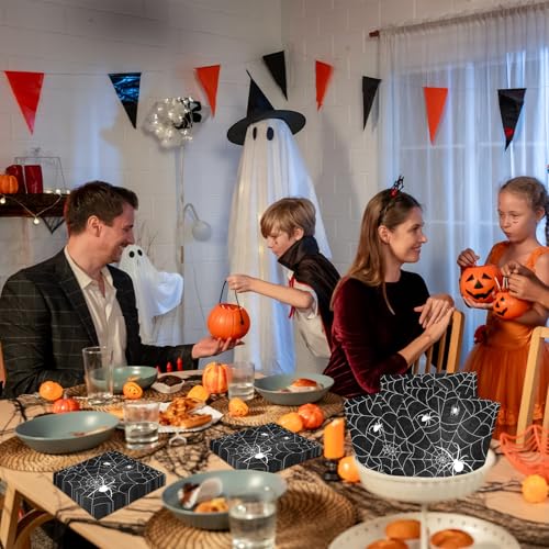 Halloween Spider Web Paper Napkins Pack of 50 - Spooky Party Disposable Tableware