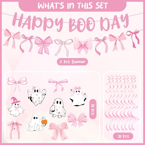 Pink Halloween Birthday Decorations - 12 Pcs Girl Party Decor