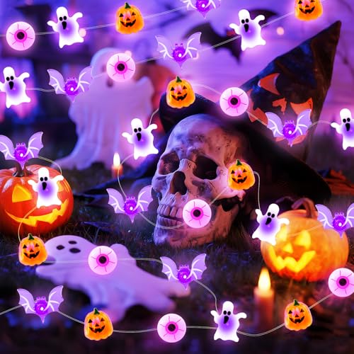 Halloween String Lights Ghost Variation - 16ft 50 LED Outdoor Decor