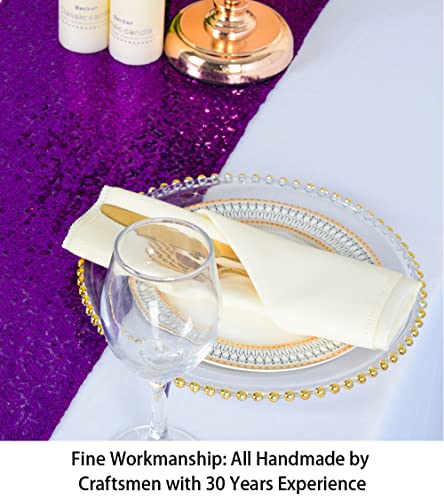 Purple Sequin Table Runners Pack of 10 - 12x108 Inch Wedding Party Decor