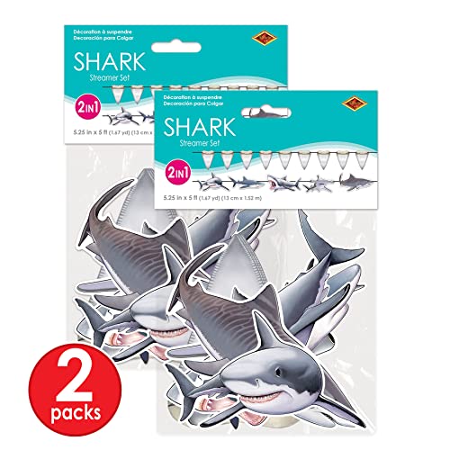 Shark Banners for Under The Sea Party Ocean Beach Decorations 4-Pack