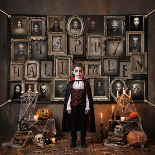 Halloween Portrait Banner - Black, 70.8x43.3 Inch, Durable Polyester