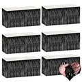 Black Metallic Foil Fringe Table Skirts 6 Pack - 29x108 Inch Party Decor