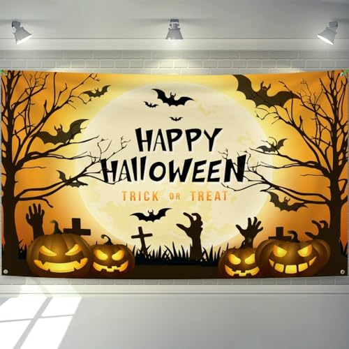 7x8ft Halloween Garage Door Cover Decorations Haunted House Backdrop Banner