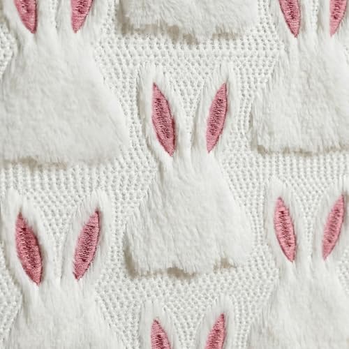 White Soft Plush Faux Fur Jacquard Easter Table Runner 13x36 Inch - Spring Holiday Home Decor