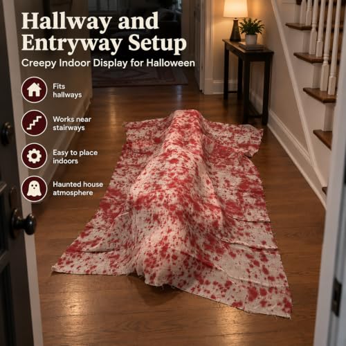 Life-Size Creepy Halloween Zombie Prop 5.4 Ft Outdoor Yard Decoration with Blood-Stained Gauze