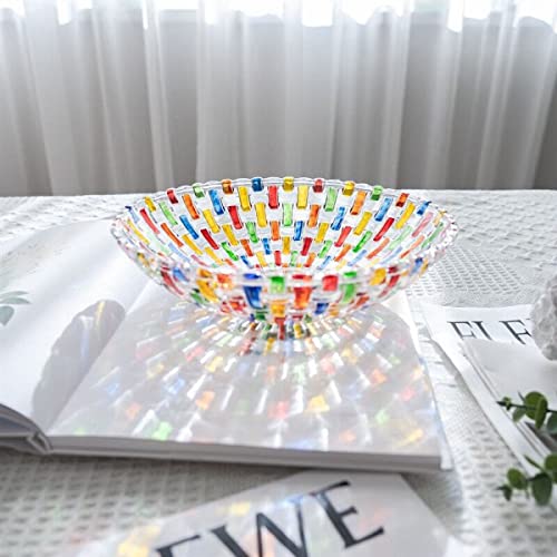 Colorful Hand Painted Woven Glass Fruit & Salad Bowl - Centerpiece Decor