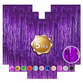 Purple Foil Fringe Curtains 5 Pack - Glitter Tinsel Backdrop for Wedding & Party