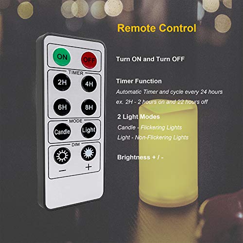 White 3x7 Inch Outdoor Flameless LED Pillar Candles with Remote & Timer - 2 Pack