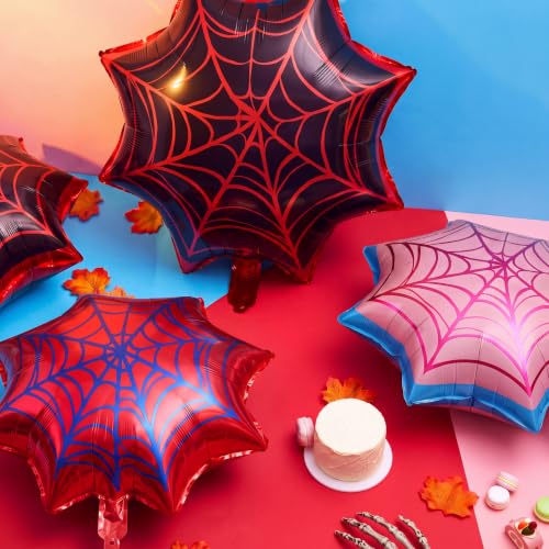 Soulchen 6 Pack Spider Web Balloons Party Decorations Blue Pink Black - Variation of THIS listing