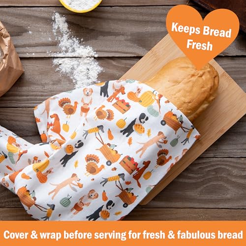 Harvest Hounds Dog Kitchen Towels - Fall & Thanksgiving Dish Towels Set, 2-Pack
