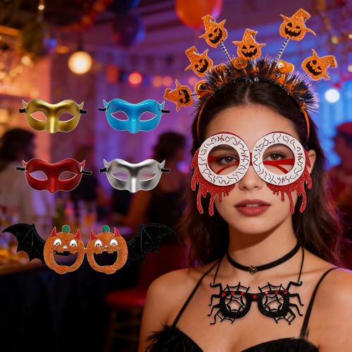 Halloween Photo Booth Props & Decorations Set - 110 Pieces Party Favors for Kids & Adults