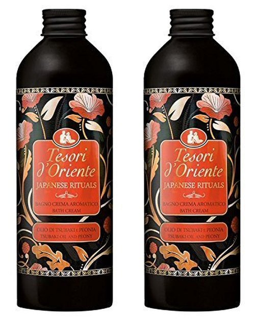 Tesori d'Oriente: "Japanese Rituals" Bath Cream with Tsubaki Oil and Peony 16.9 Fluid Ounce (500ml) Bottles (Pack of 2) [ Italian Import ]