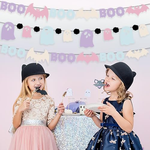 Pastel Halloween Banner Decor Ghost Garland for Girls' Parties