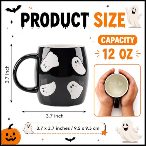 Halloween Ghost Coffee Mugs Set - 12 oz Ceramic Ghosts with Variation 12 oz Halloween Ghost