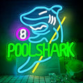Pool Shark Neon Sign for Wall Decor Dimmable Billiards Game Room Light - Man Cave Gift