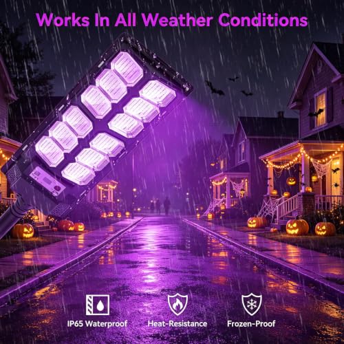 2-Pack Solar Black Lights Outdoor Waterproof UV Flood Lights with Remote & Motion Sensor