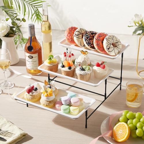 12 Inch 3-Tier Plastic Serving Tray for Parties Food Display - Basic