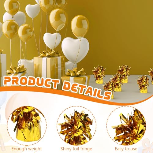 Balloon Weights Set 16 Pieces - Gold, Silver, Black Metallic Anchor Holders for Parties