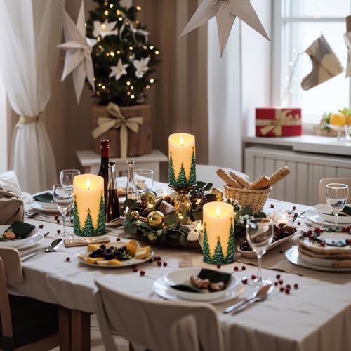 Christmas Tree Flameless Candles with Timer - Ivory, 3D Flickering Wicks
