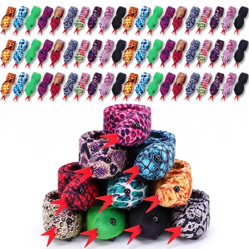 Lewtemi 60 Pcs Halloween Snake Slap Bracelets for Kids, Realistic Snake Snap Bracelets - Party Favors & Costume Accessory