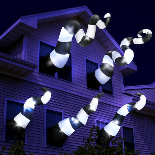 Halloween Inflatable Lighted Giant Striped Desert Worm Set - Sandworm Variation
