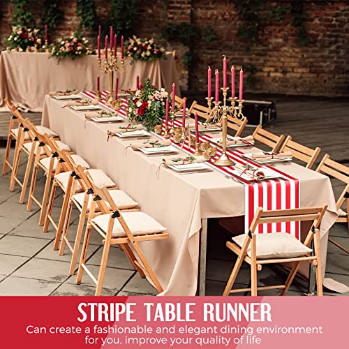 Red and White Striped Table Runner - 12 x 108 Inch, Set of 6