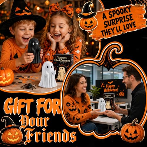 Lihome White Middle Finger Ghost Figurine Halloween Indoor Decor - Funny Home Accent