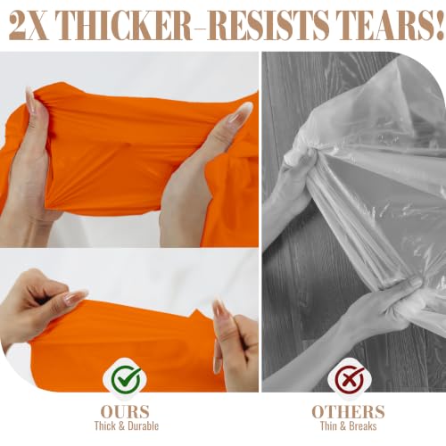 Orange Disposable Plastic Table Cover Roll - 54 Inch x 3600 Inch Waterproof Party Tablecloth with Cutter