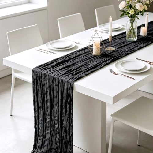 Black Gauze Table Runner 21x120 Inches - 10 Pack Boho Wedding Party Decor Variation of THIS listing