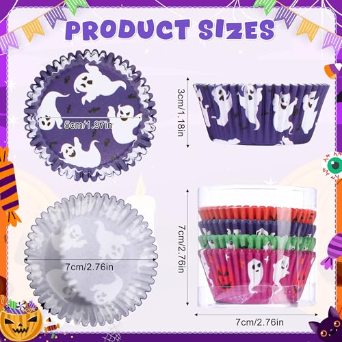 Halloween Cupcake Liners Set - Witch and Ghost Pattern, Style B, 100 Pieces