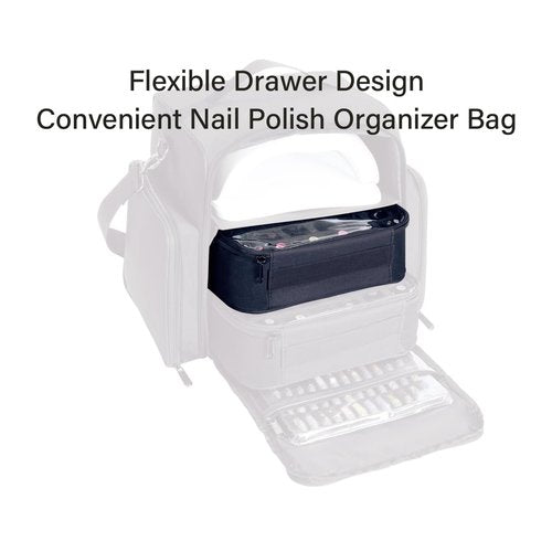 UOZL Small Clear Nail Polish Organizer Holds 30 bottles(15ml-0.5fl.oz) Nail Polish Case Multifunctional Nail Polish Bag organizer, Cosmetic Travel Makeup Cases for Women Black
