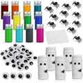 Small Mummy Halloween Potion Bottles Set with Wiggle Eyes & Mini Spiders - 12 Pcs