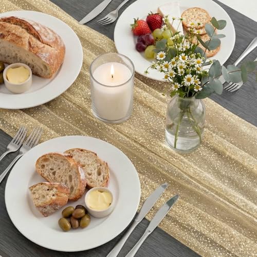 Gold Metallic Sheer Fall & Halloween Table Runner Set - 6 Pieces, 10 Ft