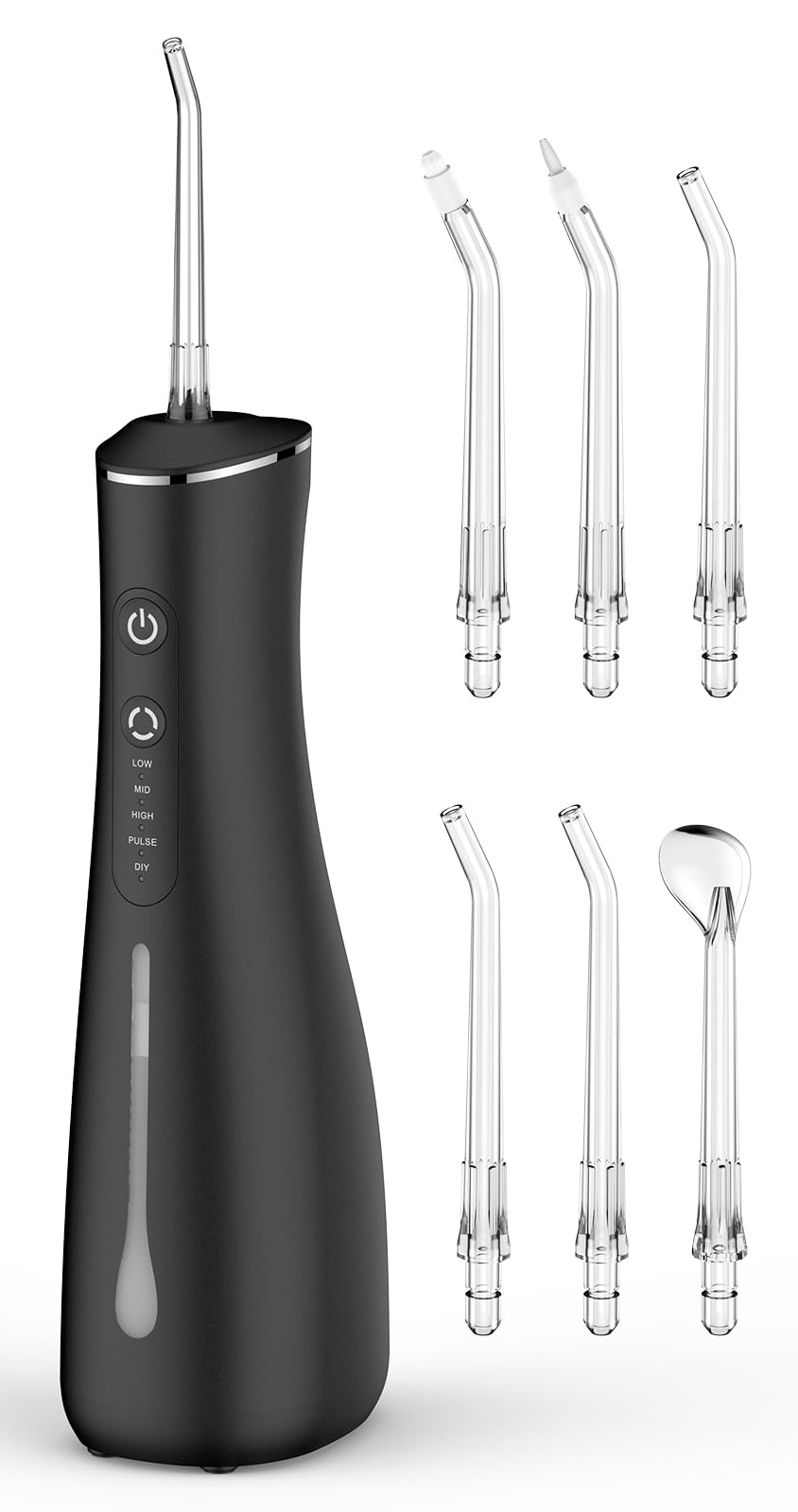 Water Flosser for Teeth Cordless Rechargeable Electric Tooth Flosser 4 Modes 300ML Water Tank IPX7 Waterproof for Travel Home (Black)