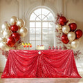PartyDelight Dark Red Sequin Tablecloth 90x132 Inch Rectangular - Festive Event Decor