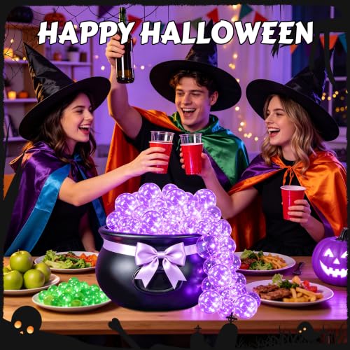 Halloween Witches Cauldron Decorations Set - Purple Bubbling DIY Prop for Indoor Outdoor Parties