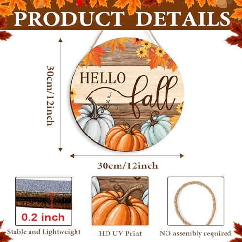Fall Welcome Sign - Rustic Teal Pumpkin Patch Front Door Decor 12x12in